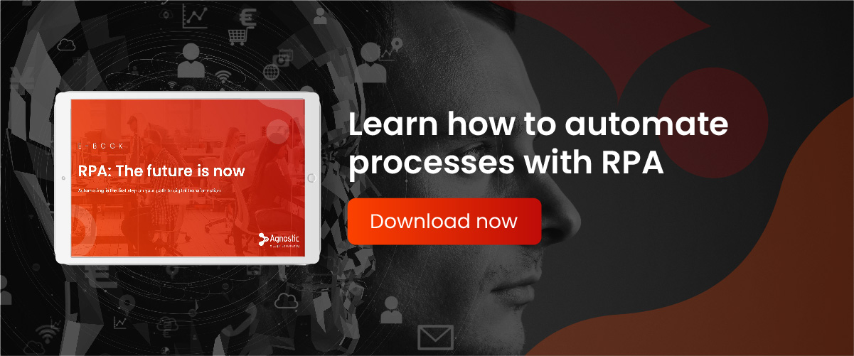 Dispositivo mostrando guía para automatizar procesos con RPA.